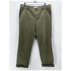 Sundance Chelsea Green Embroidered Chinos Size 10‎ Straight Leg Coastal Casual